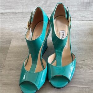 Jimmy Choo Vibrant Blue Peep-Toe Heels